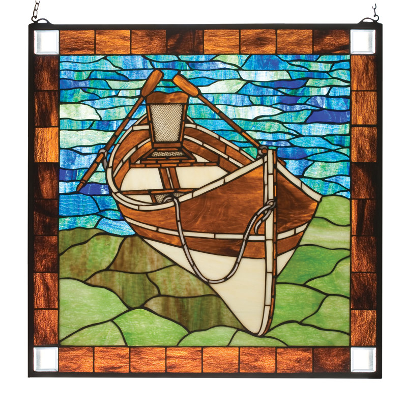 Millwood Pines Amherst Beached Guideboat Stained Glass Window Wayfair